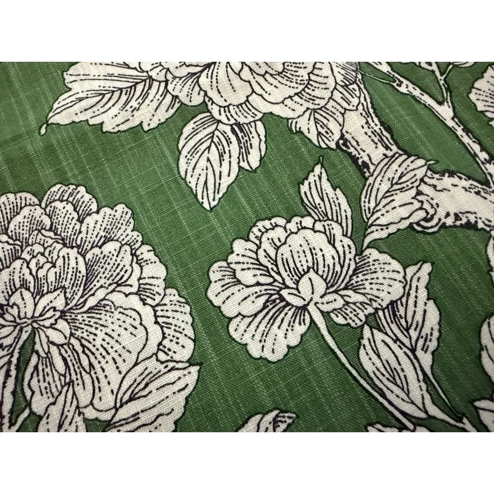 Elegant Duralee Tweedbank Green Cotton Fabric Botanical Birds Flowers 45